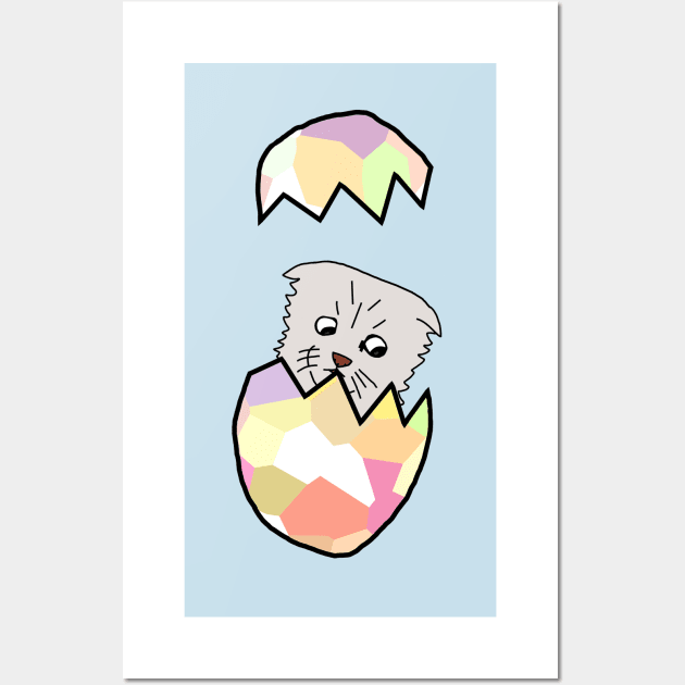 Not a Cat Popping Out of Funny Animals Easter Egg Wall Art by ellenhenryart